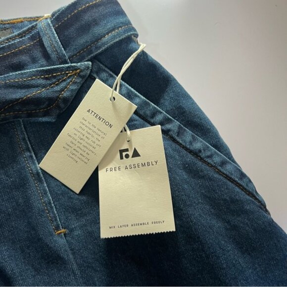 Free Assembly Pleated Denim Mini Skirt w/ Belt – Size 12 | 100% Cotton NWT - Picture 11 of 13